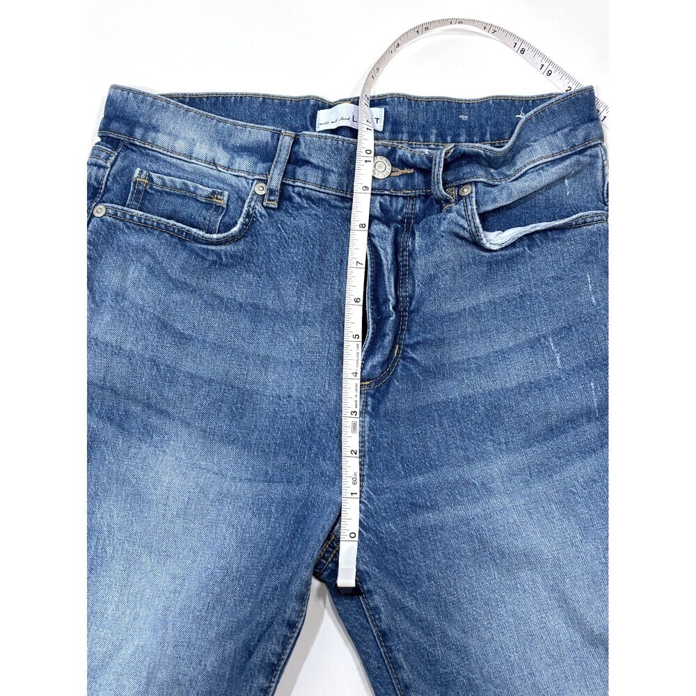 Loft The Straight Crop Jeans Medium Wash Raw Hem Distressed - Size 2/26 - Picture 6 of 7